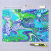 青い緑の大理石の渦巻き誕生日または赤ちゃんシャワー 薄葉紙 (クラフト)