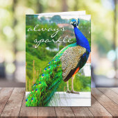 青い緑の孔雀の写真は常に輝スタイリッシュく カード