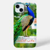 青い緑の孔雀フォトスクリプ祝ト(Blue Green Peacock Photoモダン) Case-Mate iPhoneケース (裏面)