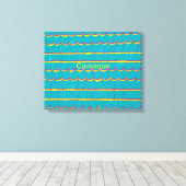青い緑の屋根板パターンThunder_Cove キャンバスプリント (インサイチュ (ウッドフロア))