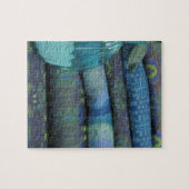 青い緑の布のスタックパズル ジグソーパズル (横)