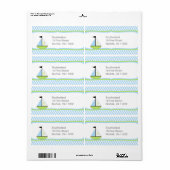 青い緑の帆船の赤ちゃんシャワーのアドレスまたは好意 ラベル (フルシート)