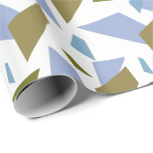 青い緑の幾何学的なシェイプのシームレスなパターン ラッピングペーパー (ロールコーナー)