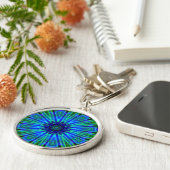 青い緑の幾何学的な星キーチェーンを活性化 キーホルダー (側面)