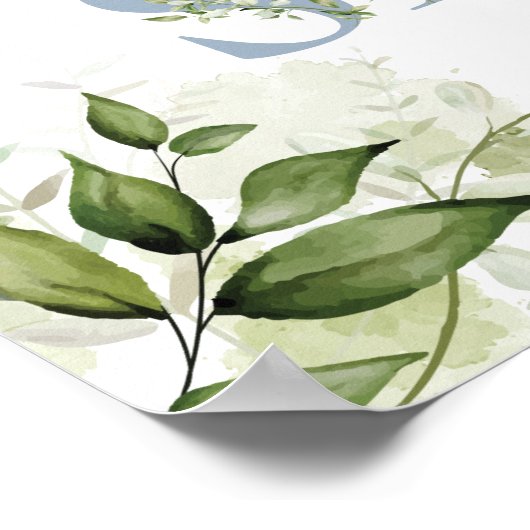 青い緑の手紙の赤ちゃんシャワー歓迎サイン ポスター (角)