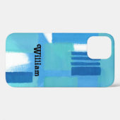 青い緑の抽象デザインストライプパーソナライズCas Case-Mate iPhoneケース (裏面 (横))