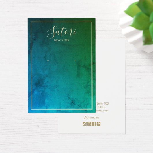 青い緑の抽象芸術スクリプトイヤリングディスプレイ (デスク)