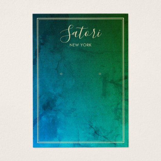 青い緑の抽象芸術スクリプトイヤリングディスプレイ (正面)