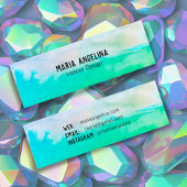 青い緑の抽象芸術水色ミニ名刺 スキニー名刺