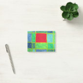 青い緑の抽象芸術・グリッドの赤い四角 ポストイット (オフィス)