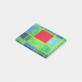 青い緑の抽象芸術・グリッドの赤い四角 ポストイット (アングル)