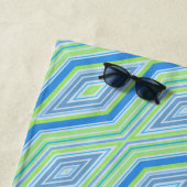 青い緑の斜めダイアモンドレトロ名ビーチタオル ビーチタオル (インサイチュ)