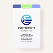 青い緑の斜めライン医療 バッジ (裏面)