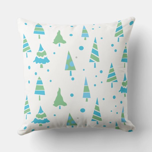 青い緑の木の森の森クリスマススロー クッション (裏面)