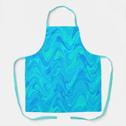 青い緑の模様 エプロン (正面)