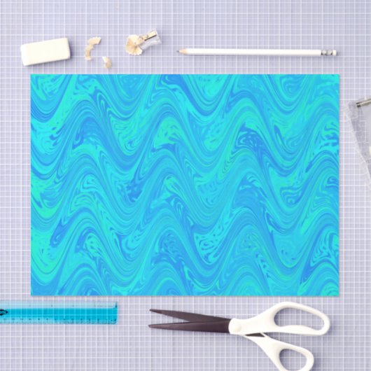 青い緑の模様 薄葉紙 (クラフト)