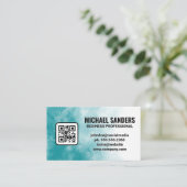 青い緑の水のカラーテクスチャ | QRコード 名刺 (スタンド正面)