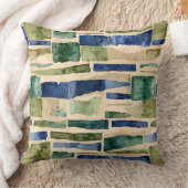 青い緑の水のカラーパッチ クッション (ブランケット)