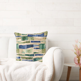 青い緑の水のカラーパッチ クッション