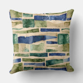 青い緑の水のカラーパッチ クッション (裏面)