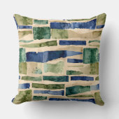 青い緑の水のカラーパッチ クッション (正面)