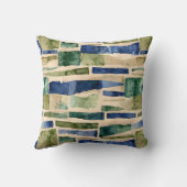 青い緑の水のカラーパッチ クッション (裏面)