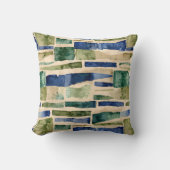 青い緑の水のカラーパッチ クッション (正面)