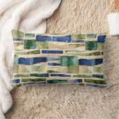 青い緑の水のカラーパッチ ランバークッション (ブランケット)