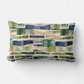 青い緑の水のカラーパッチ ランバークッション (正面)