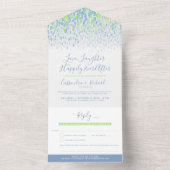 青い緑の水の色が浮き沈み結婚のアル オールインワン招待状 (内側)