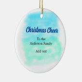 青い緑の水の色のクリスマスの休日を追加家族 セラミックオーナメント (右)
