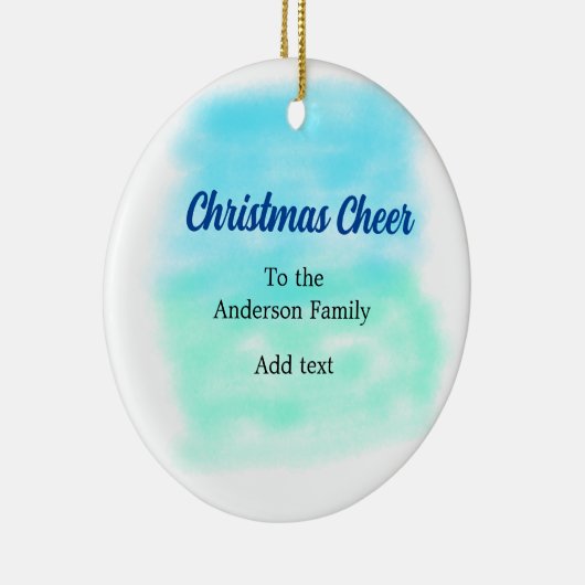 青い緑の水の色のクリスマスの休日を追加家族 セラミックオーナメント (右)