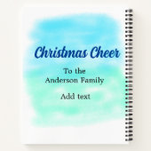 青い緑の水の色のクリスマスの休日を追加家族 ノートブック (裏面)