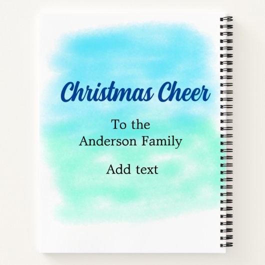 青い緑の水の色のクリスマスの休日を追加家族 ノートブック (裏面)