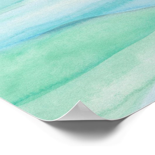 青い緑の水の色のレイヤー抽象芸術アート ポスター (角)