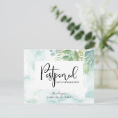 青い緑の水の色の結婚延期 ポストカード (スタンド正面)