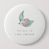 青い緑の水の色の葉のオリーブの新郎になる 缶バッジ (正面)