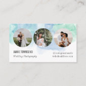 青い緑の水彩丸い写真フォトグラファー 名刺 (正面)