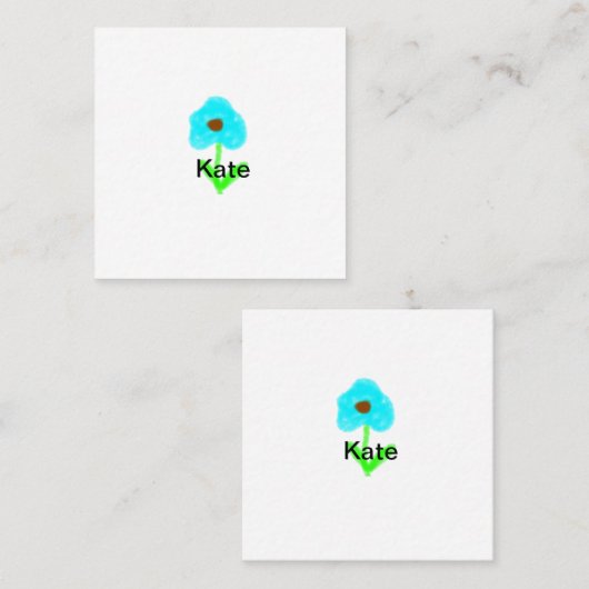 青い緑の水色あなたの名前を追加文字カスタム スクエア名刺 (正面/裏面)