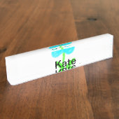 青い緑の水色あなたの名前を追加文字カスタム デスクネームプレート (側面)