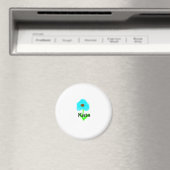 青い緑の水色あなたの名前を追加文字カスタム マグネット (インサイチュ (食洗機))