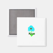 青い緑の水色あなたの名前を追加文字カスタム マグネット (正面/裏面)