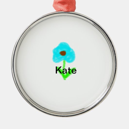 青い緑の水色あなたの名前を追加文字カスタム メタルオーナメント (正面)
