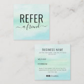 青い緑の水色のスパまたはサロン紹介カード スクエア名刺 (正面/裏面)