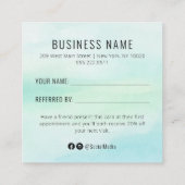 青い緑の水色のスパまたはサロン紹介カード スクエア名刺 (裏面)