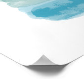 青い緑の水色のブラシストローク ポスター (角)