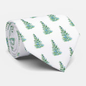 青い緑の水色の松の木パターン ネクタイ (ロール)