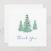 青い緑の水色の松の木 サンキューカード (正面/裏面)
