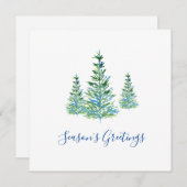 青い緑の水色の松の木 シーズンカード (正面/裏面)