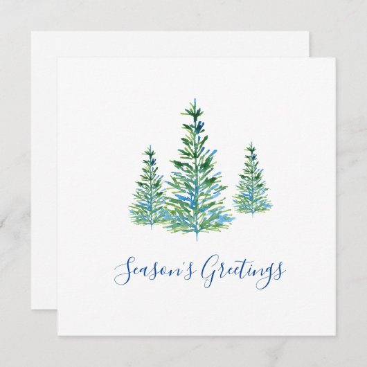 青い緑の水色の松の木 シーズンカード (正面/裏面)